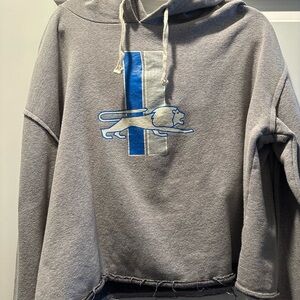 Team Apparel Gray Hoodie with Blue and White Detroit Lions Design